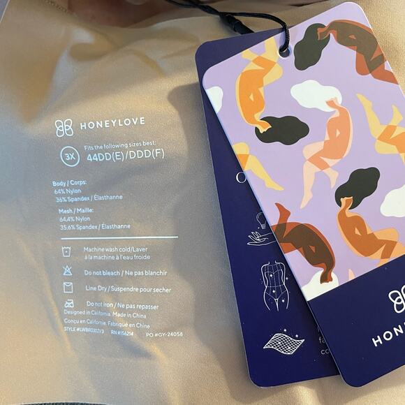 Honeylove Crossover Bra Women's 3X 44 DD(E)/DDD(F) | Beige | Wireless | NWT - Picture 4 of 4